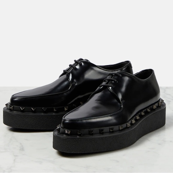 Valentino Garavani Shoes - NEW Valentino Garavani Rockstud loafers  Leather Derby Shoes Black Women's 37.5